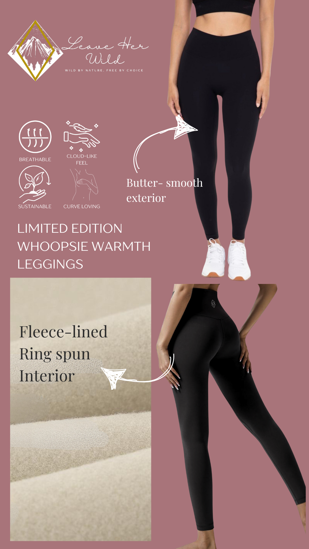 Pre- order Whoopsie Warmth Legging-Fleece Lined